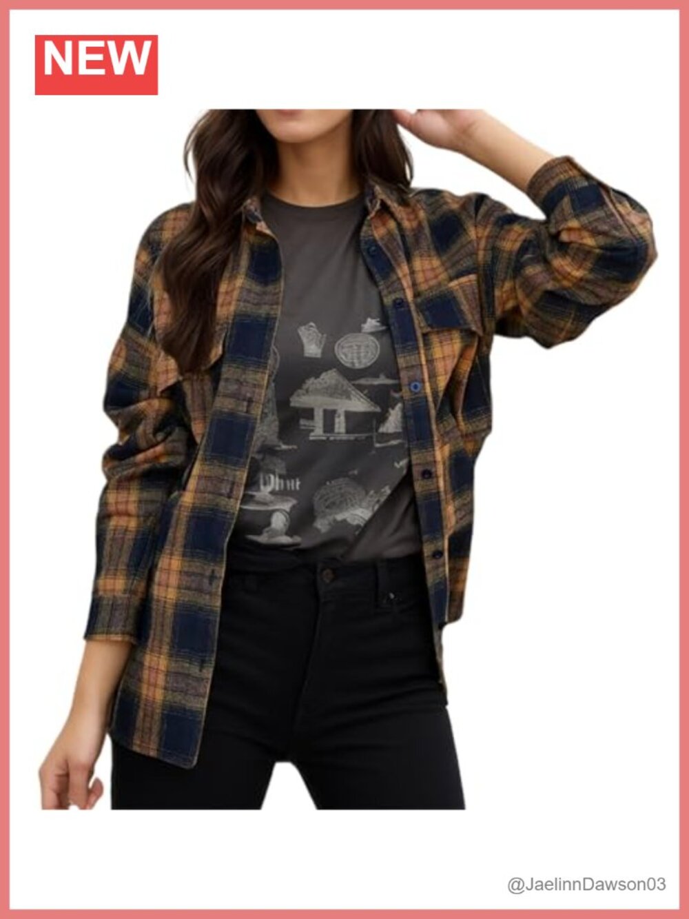 Women's Plaid Flannel Button Down Shirt Cuffed Long Sleeve Boyfriend Fit Casual